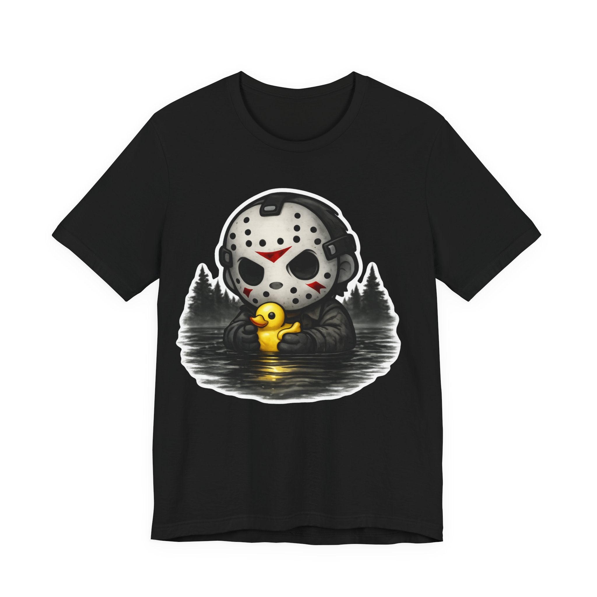 HorrorTee — Jason Mask Float with Rubber Duck Graphic T-Shirt