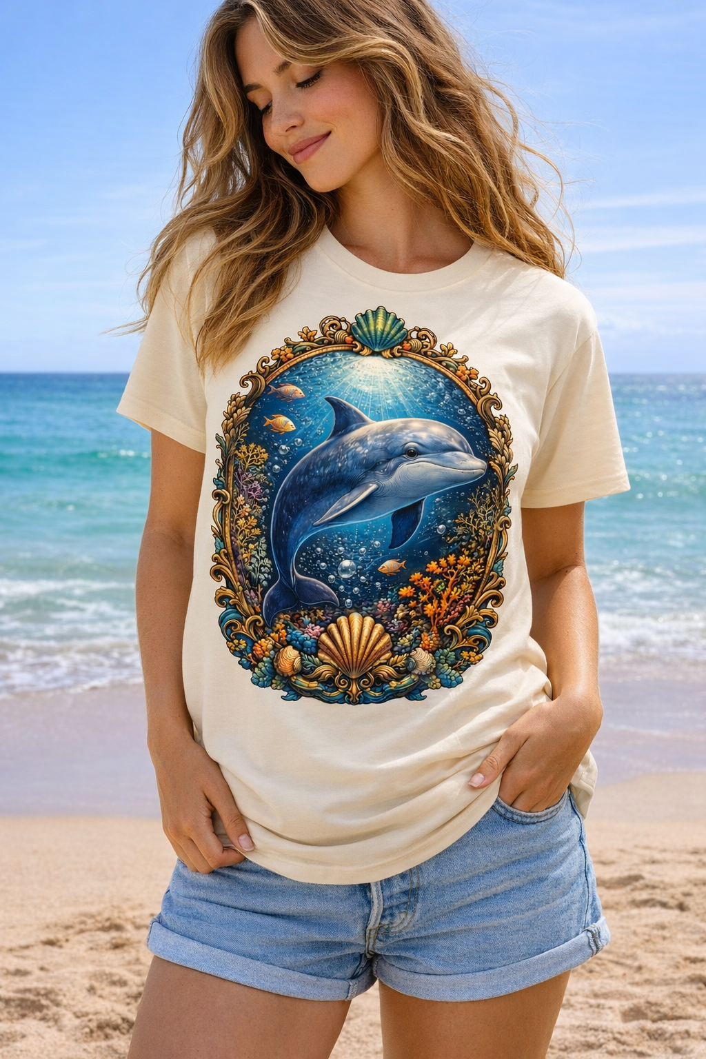 Dolphin Undersea Scene T-Shirt — Ocean Wildlife Graphic Tee